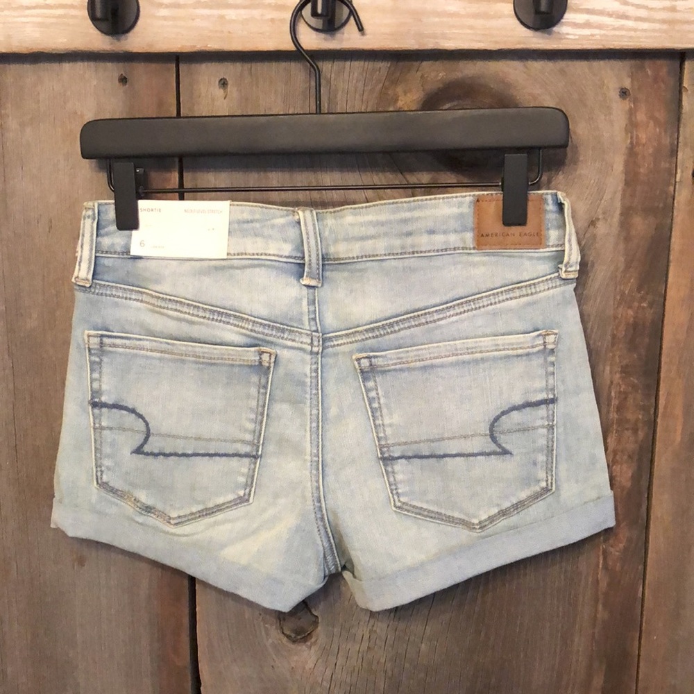 American Eagle Next Level Stretch Shortie Shorts in Blue Size 6 - Picture 5 of 17